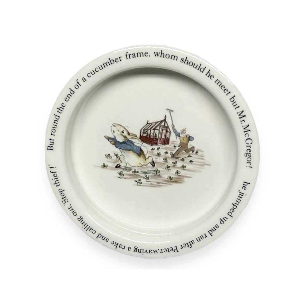 WEDGWOOD Beatrix Potter Peter Rabbit Child Baby Bowl Garden Scene England  6.5"